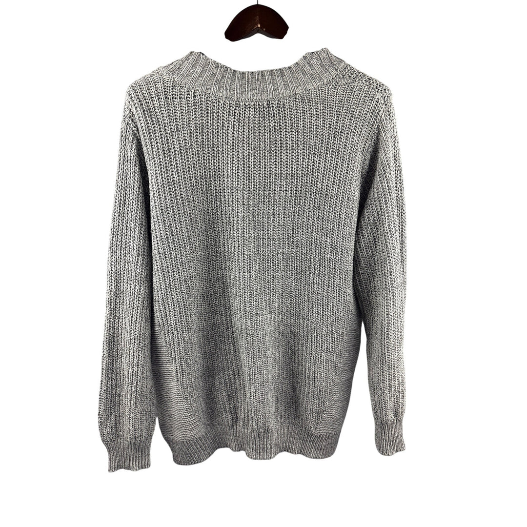 Women’s Silence + Noise Small Light Gray Knit V-Neck Sweater