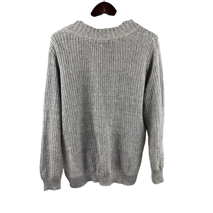 Women’s Silence + Noise Small Light Gray Knit V-Neck Sweater