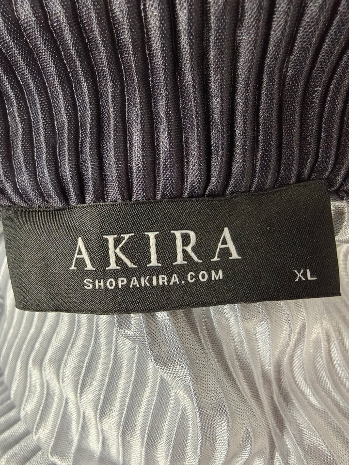 Women Akira Pleated Button Down Tunic Blouse Black Gray White XL
