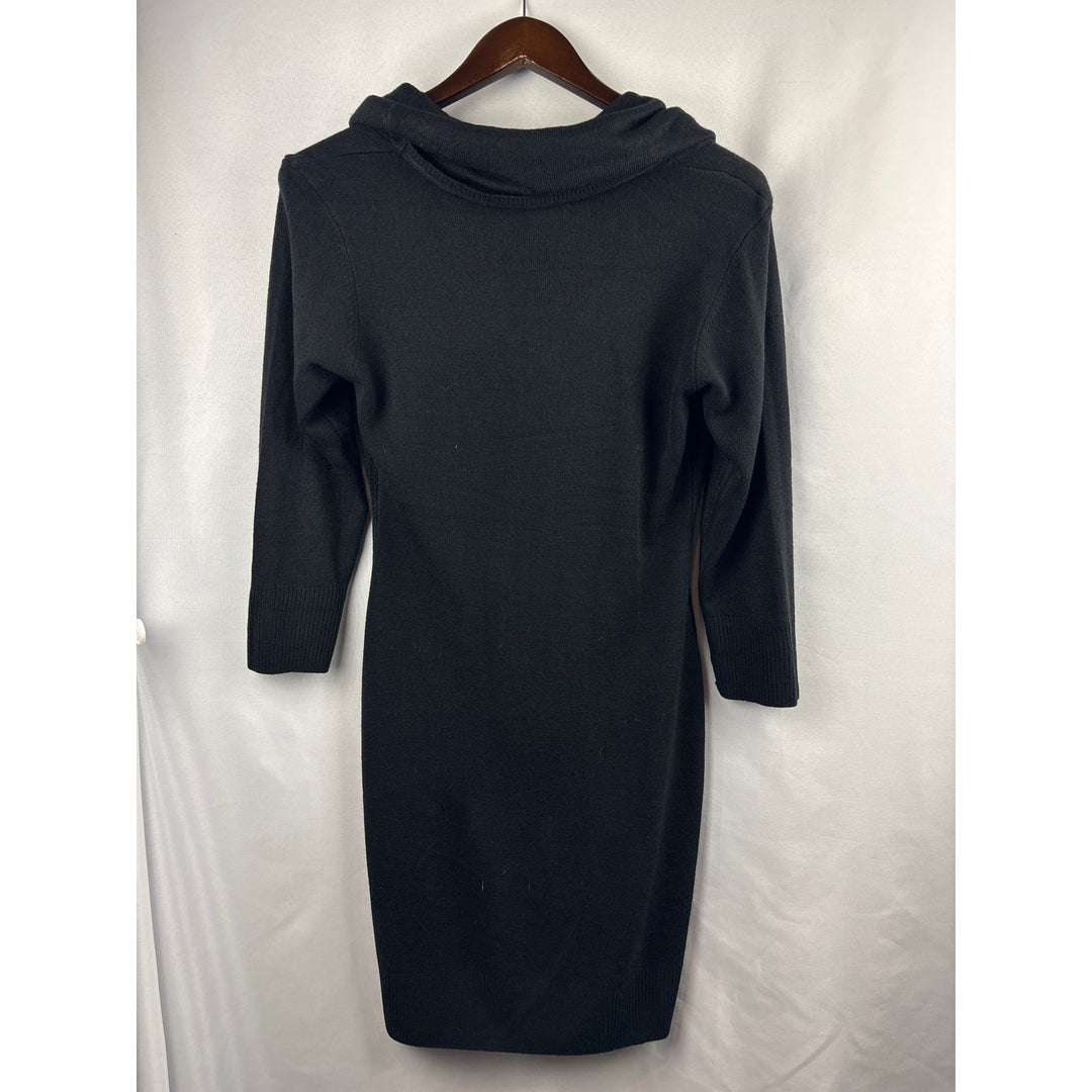 Women’s Connected Medium Black Cowelneck Sweater Dress