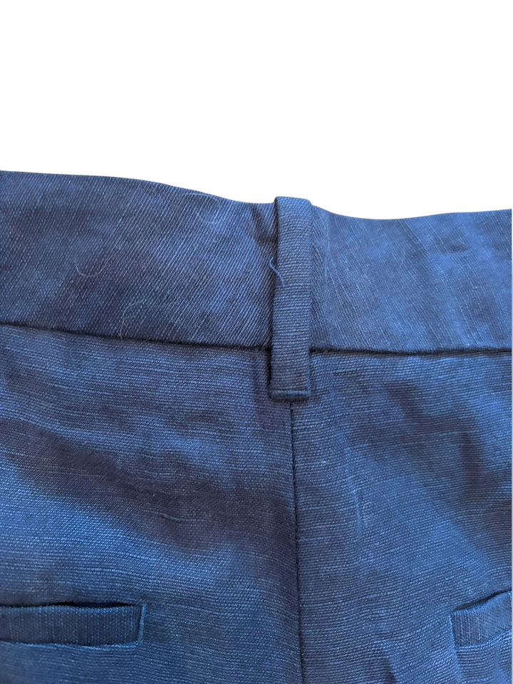 Aritzia Effortless Pant Linen Curve Fit Navy High Rise Wide Leg Size 12 NWT