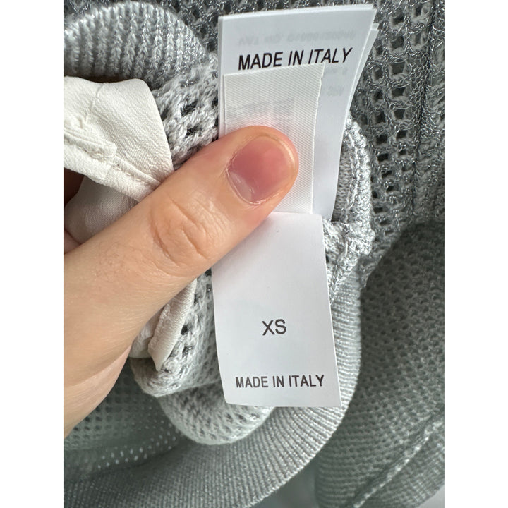 Women’s Brunello Cucinelli XS Silver Mesh Knit Zip-Up Hoodie