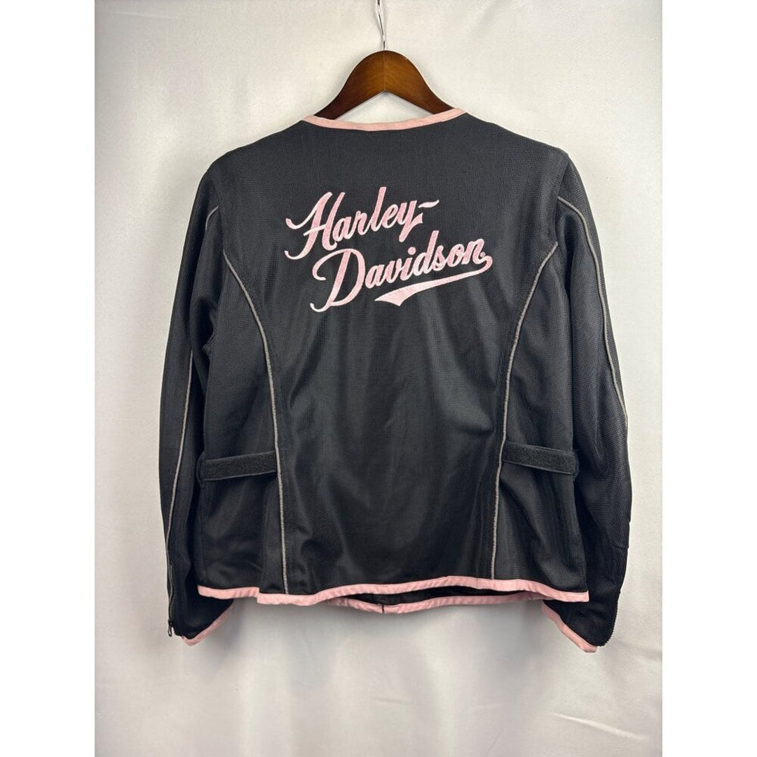 Women’s Harley Davidson Size 1 Black Biker Jacket with Pink Lining