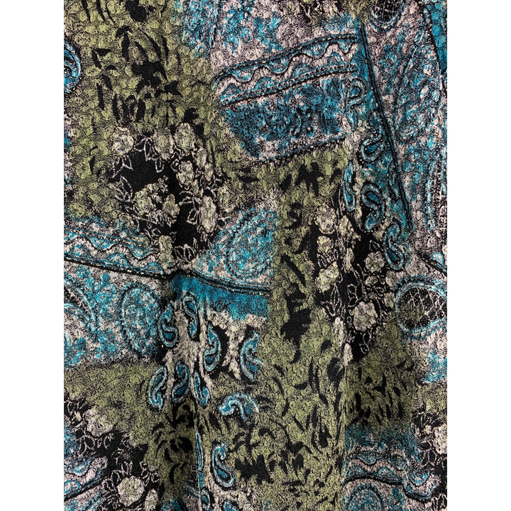 Notations Petite Stretch Midi Skirt PM Multicolor Floral Paisley Pattern Rayon Polyester