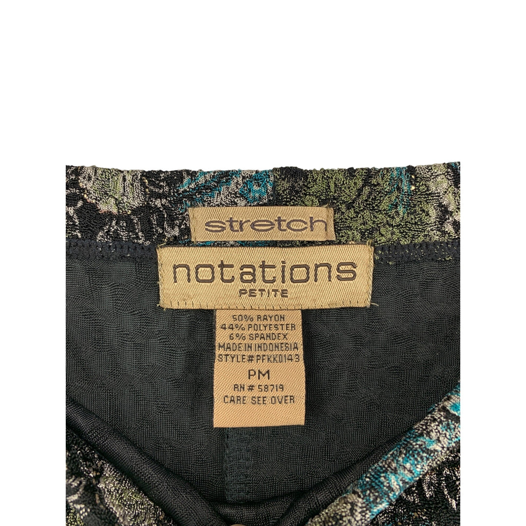 Notations Petite Stretch Midi Skirt PM Multicolor Floral Paisley Pattern Rayon Polyester
