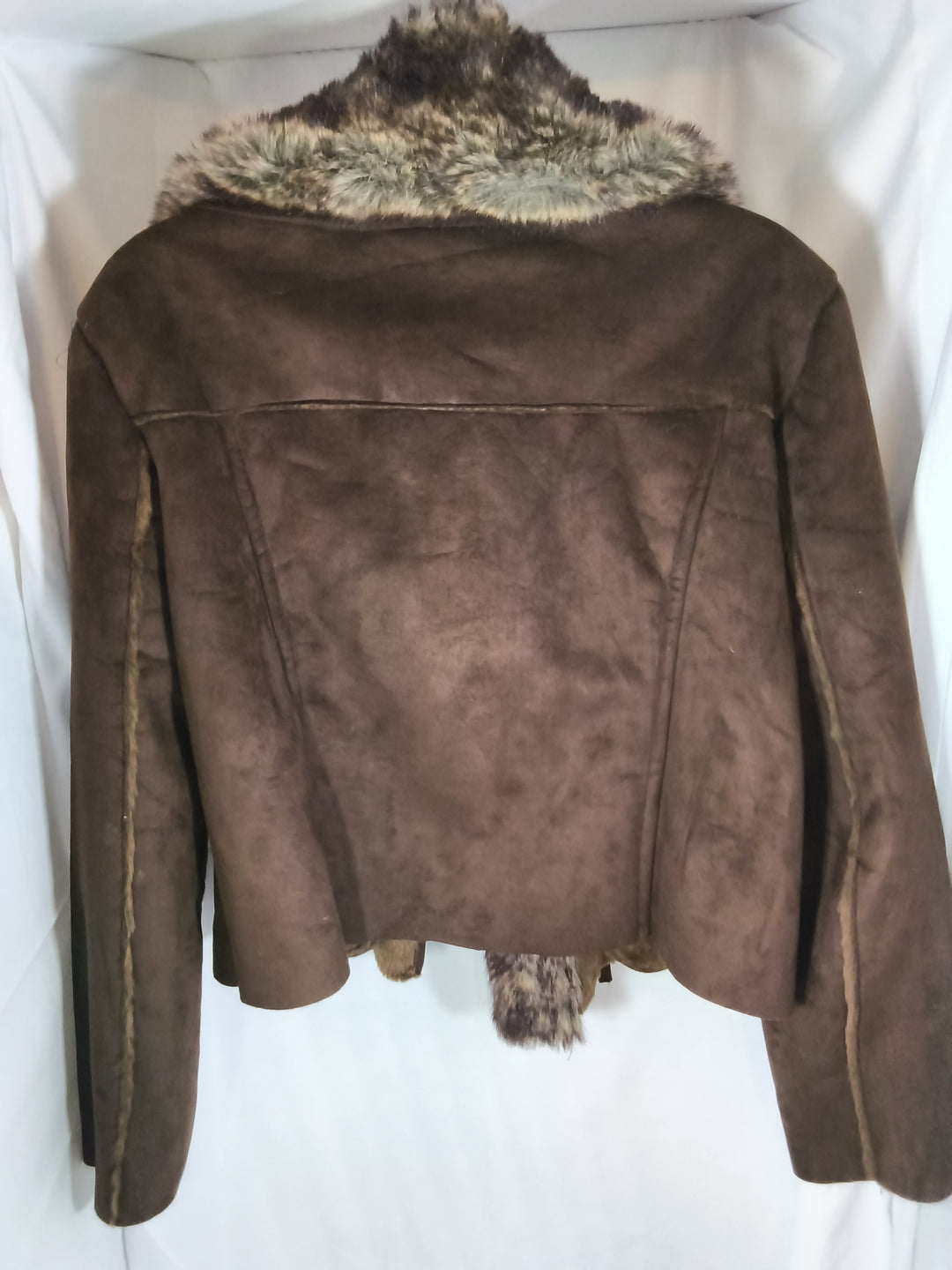Vintage Y2K Steve Madden Brown Faux Suede Fur Collar Jacket 2XL