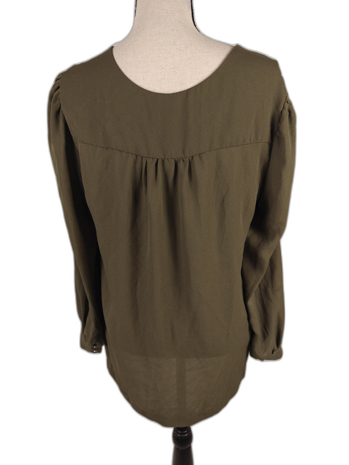 Women’s Cooper &amp; Ella Surplice Blouse Olive Green Size Medium
