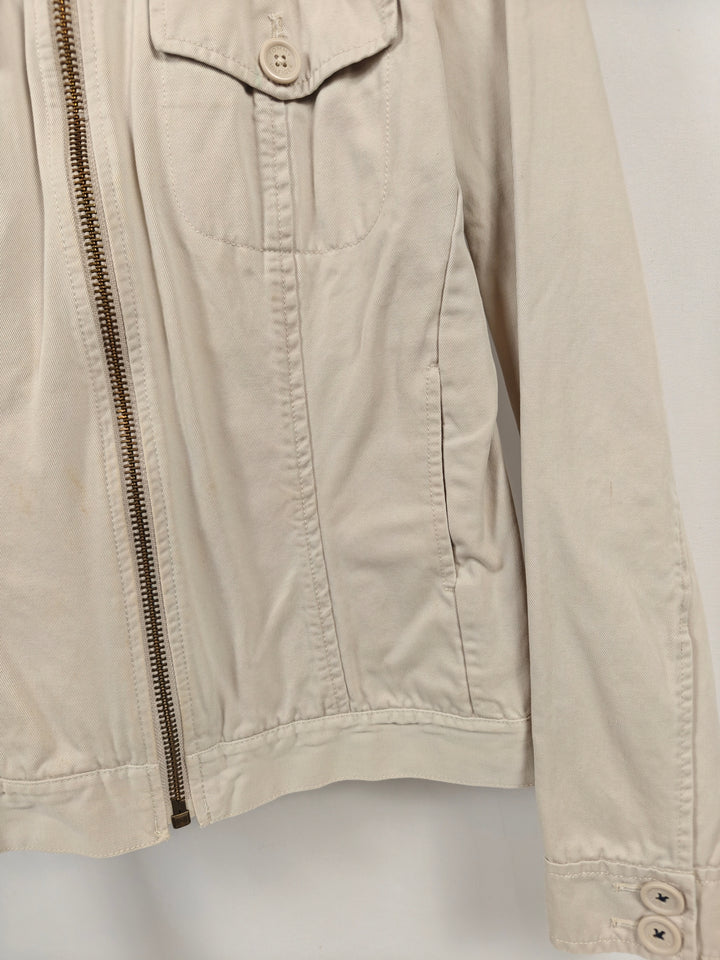 Mens Tommy Hilfiger Cream Beige Utility Jacket With Zipper