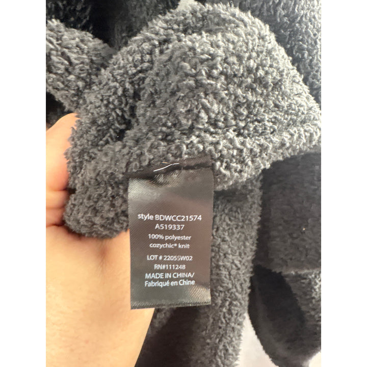 Women’s Barefoot Dreams Large Dark Gray Folded Collared Pullover Plush Sweater