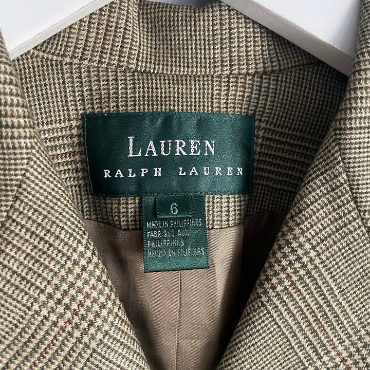 Vintage Ralph Lauren Plaid 100% Wool Blazer Equestrian Preppy Heritage size 6
