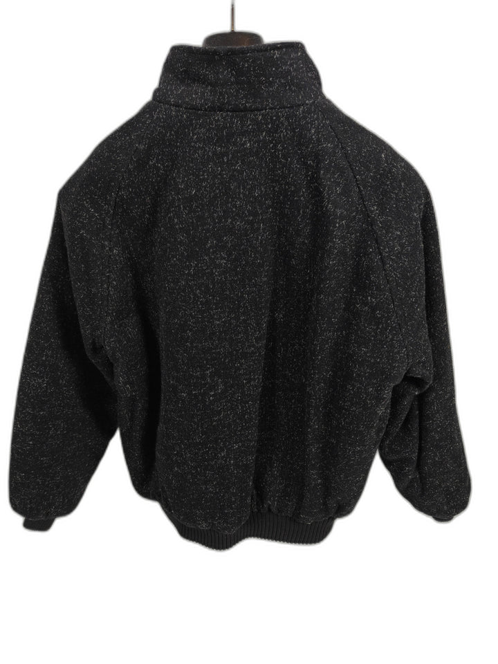 Mens Manhattan Bomber Jacket Black Charcoal Wool Look Outerwear