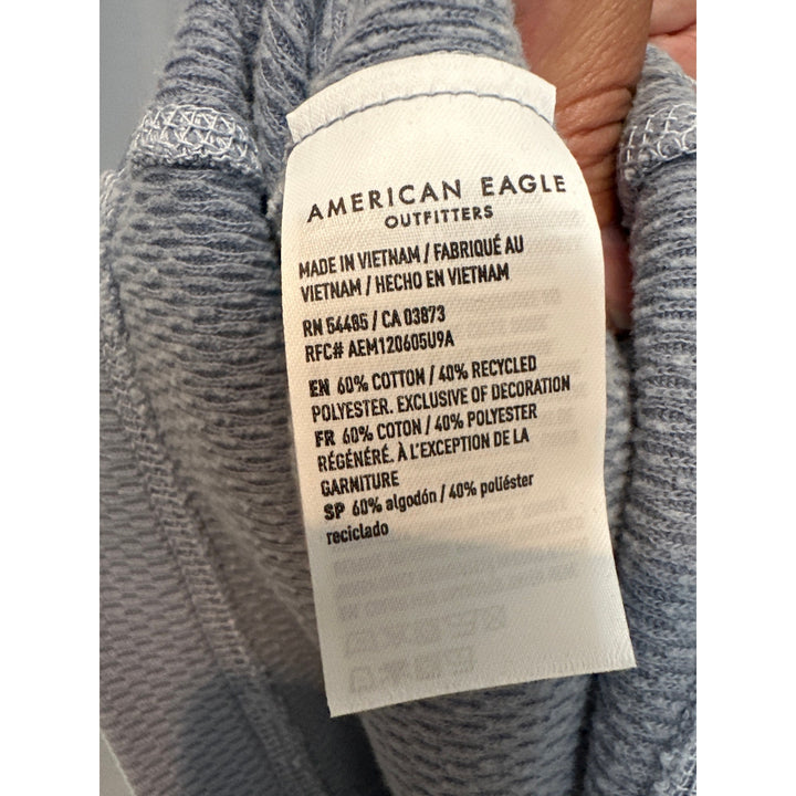 Men’s American Eagle Boxy Fit Waffle Pattern Light Blue Jersey Size M