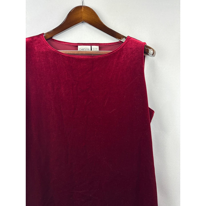 Women’s Chico’s 2XL Cherry Red Velvet Sleeveless Blouse