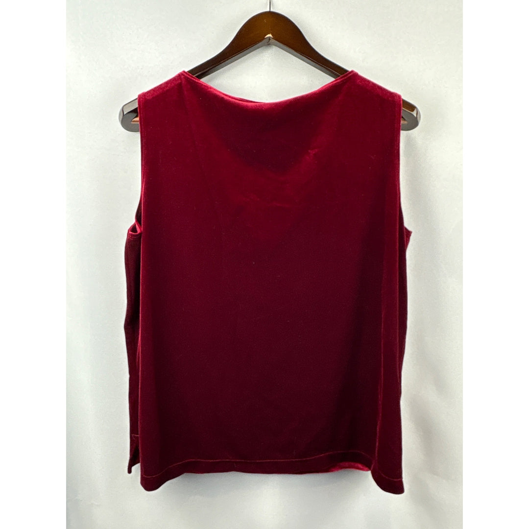 Women’s Chico’s 2XL Cherry Red Velvet Sleeveless Blouse