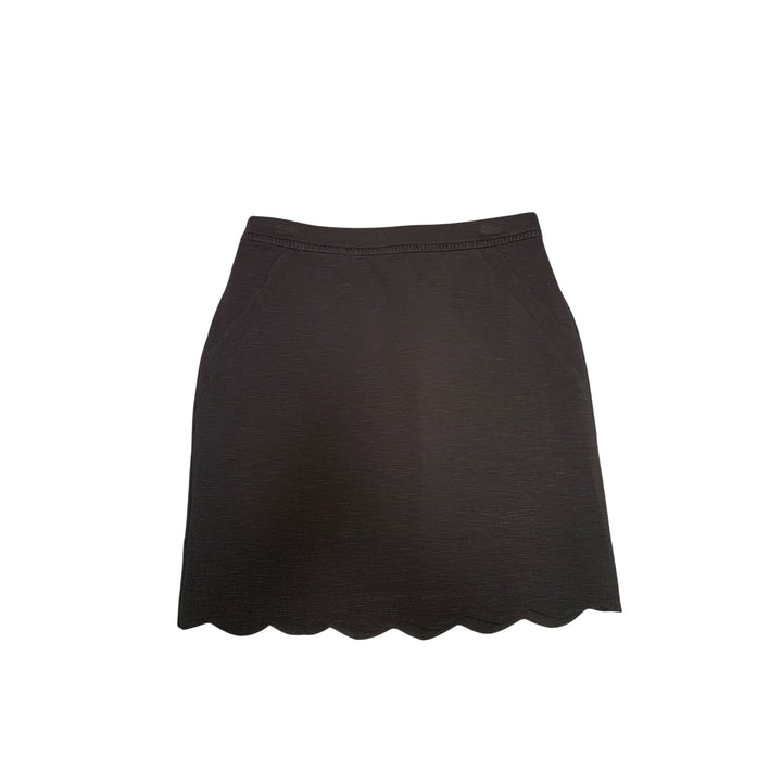 Skies Are Blue Berenice Scallop Hem Skirt Size SP Rayon/Nylon/Spandex Blend Black