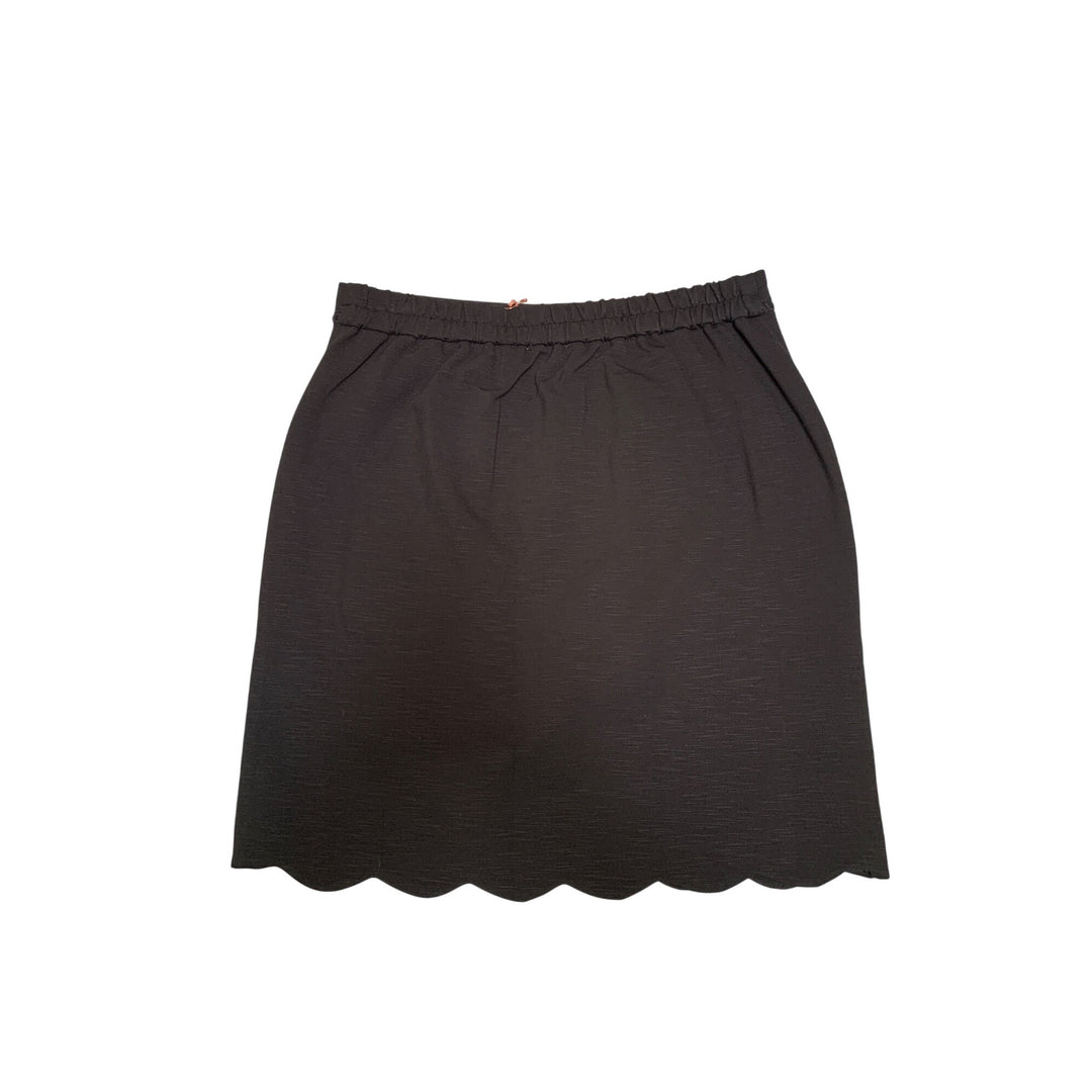 Skies Are Blue Berenice Scallop Hem Skirt Size SP Rayon/Nylon/Spandex Blend Black