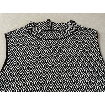 Vince Camuto Black/White Diamond Tank Top Size M