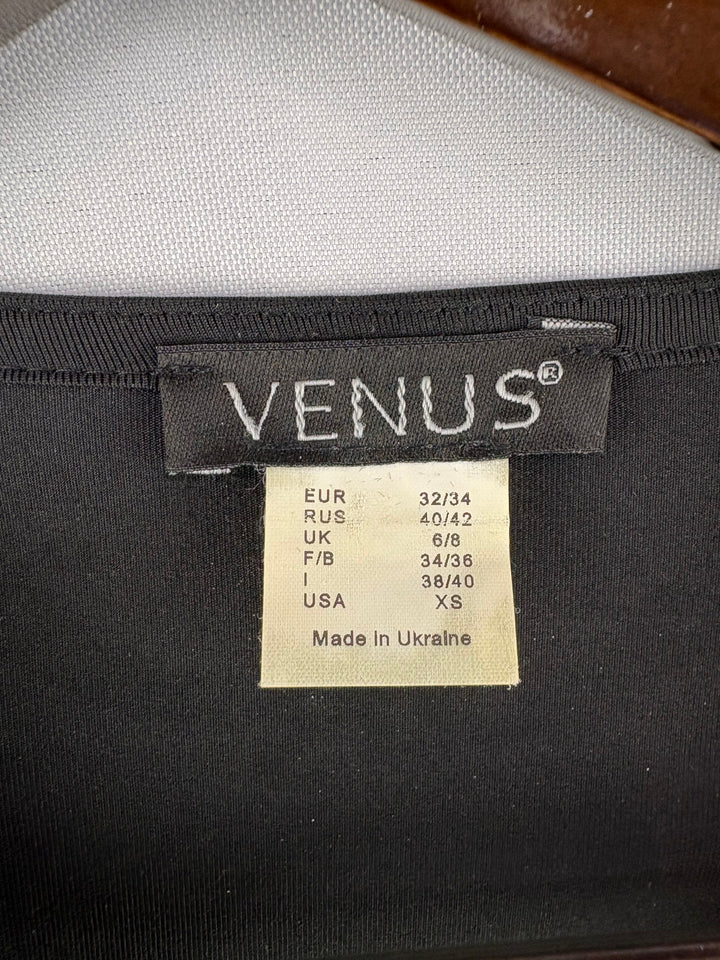 Women’s Venus XS Black Faux Wrap Dress w/ Half Sleeves
