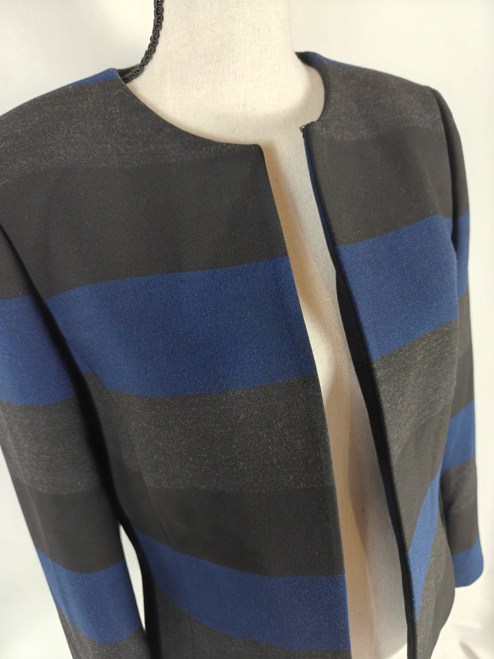 Womens Tahari Arthur S Levine Blazer Black Blue Size 4P