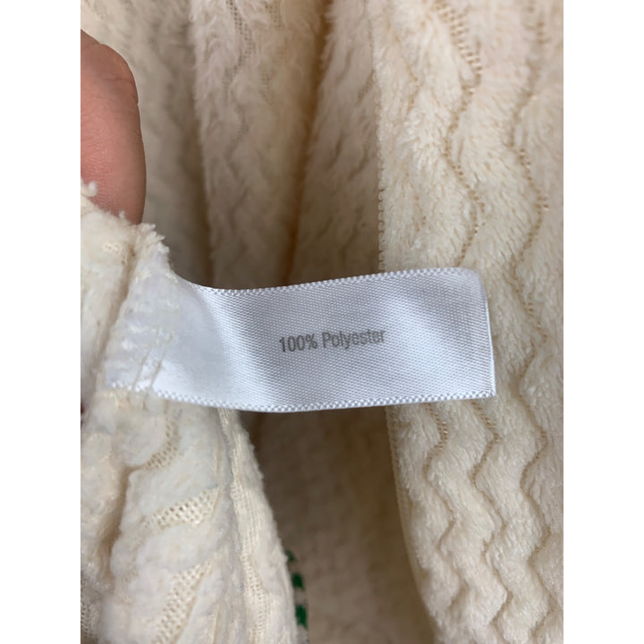 Stan Herman XS Cream Full Zip Long Robe With Textured Pattern