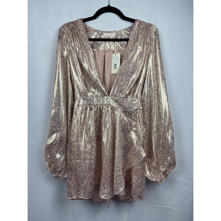 Women’s Ramy Brook Silk Gold Scale Printed Wrap Style Dress Sz 4
