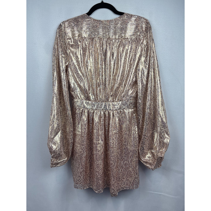Women’s Ramy Brook Silk Gold Scale Printed Wrap Style Dress Sz 4