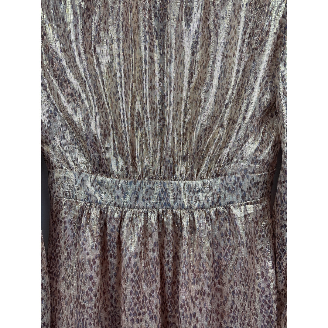 Women’s Ramy Brook Silk Gold Scale Printed Wrap Style Dress Sz 4