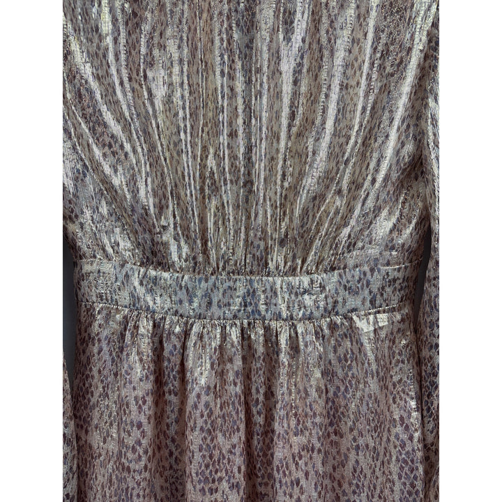 Women’s Ramy Brook Silk Gold Scale Printed Wrap Style Dress Sz 4