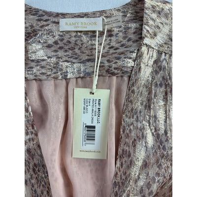 Women’s Ramy Brook Silk Gold Scale Printed Wrap Style Dress Sz 4