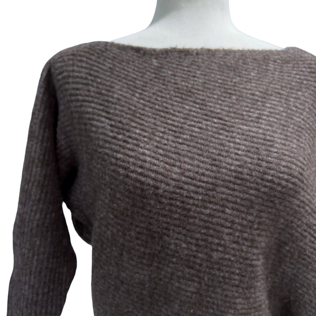 Vince. Women's Small Asymmetric Sweater Boatneck Ribbed Dolman Boho Minimalist Quiet Luxury