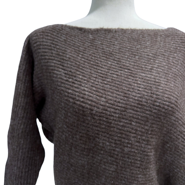 Vince. Women's Small Asymmetric Sweater Boatneck Ribbed Dolman Boho Minimalist Quiet Luxury