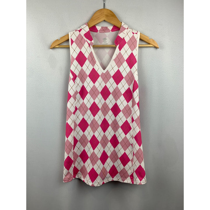 Women's MoFiz Pattern Pink & White Halter Top Size M