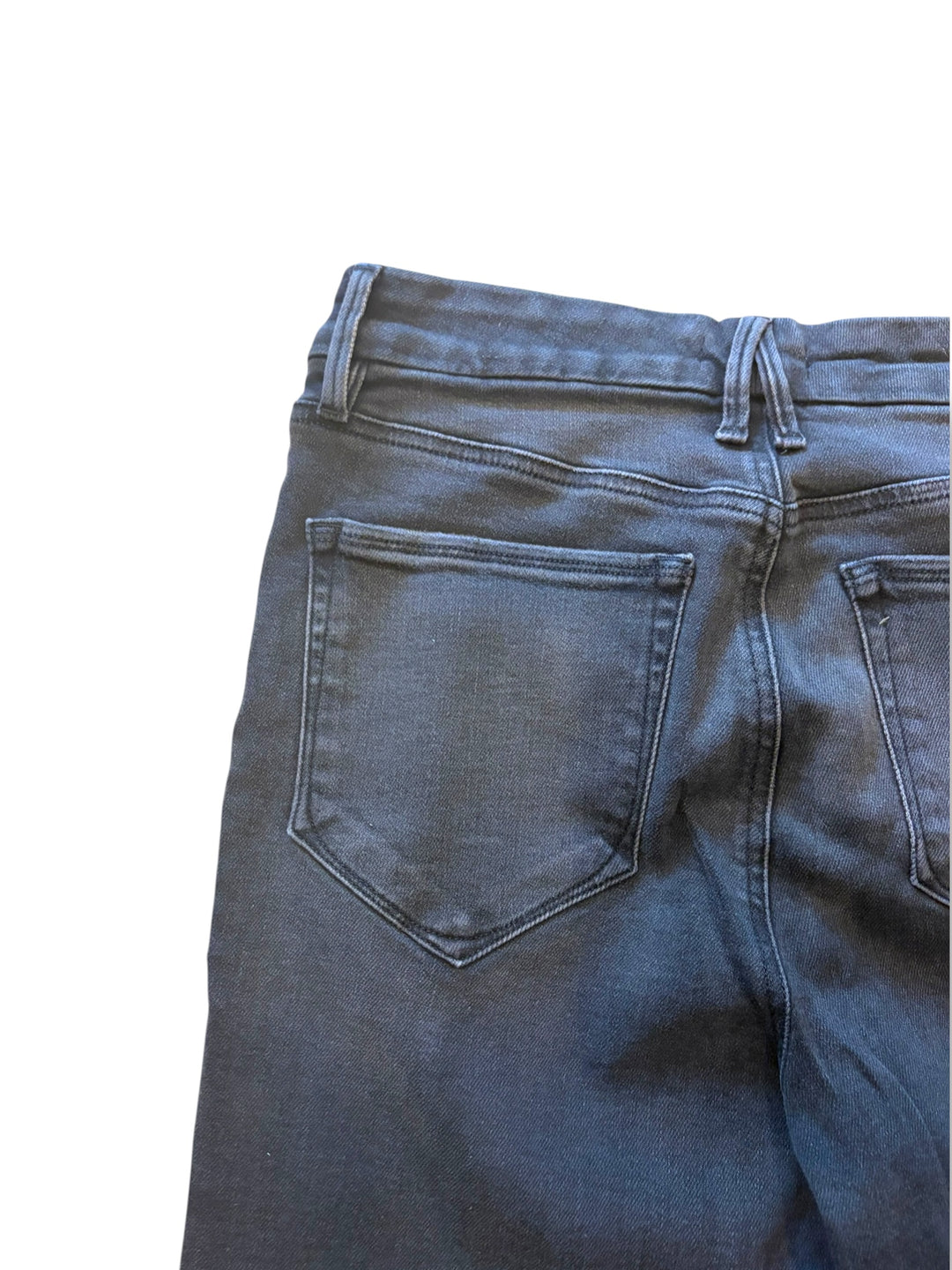 Good American Good Classic Black Jeans Size 10/30 High Rise Raw Hem Goth Stretch Denim