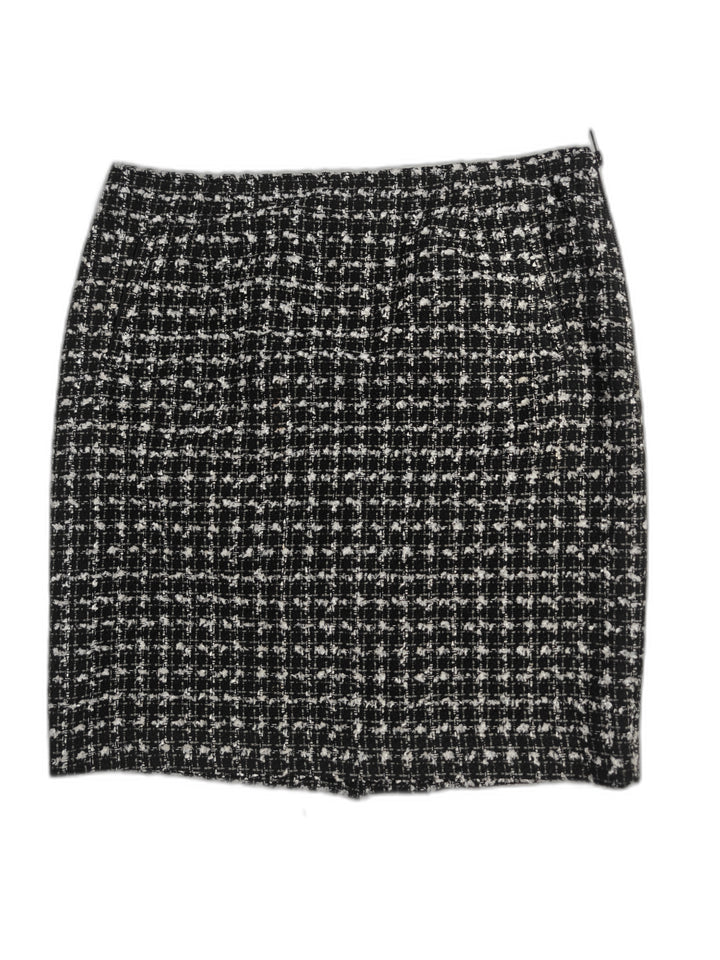 Women Halogen Pencil Skirt Black White Tweed Size 12