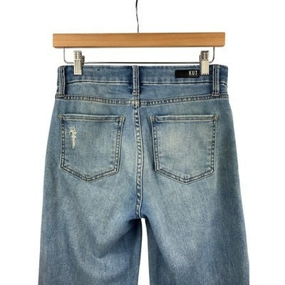 Women's KUT Blue High Rise Wide Leg Cotton Pants - Size 0