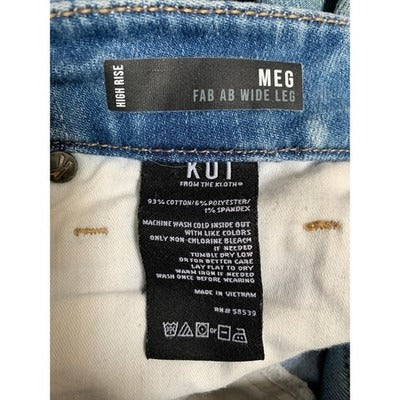 Women's KUT Blue High Rise Wide Leg Cotton Pants - Size 0