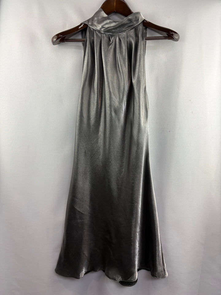 Women’s Pelicana Large Metallic Gray Sleeveless Midi Dress