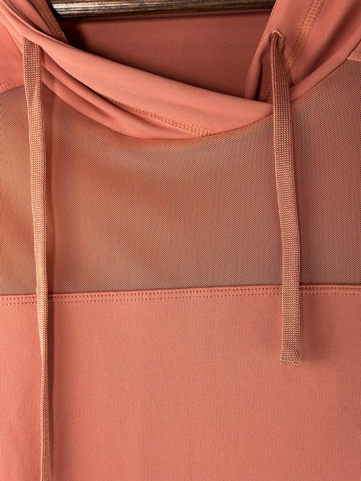 Womens Zella Rust Mesh Yoke Moisture Wicking Performance Hoodie Size L