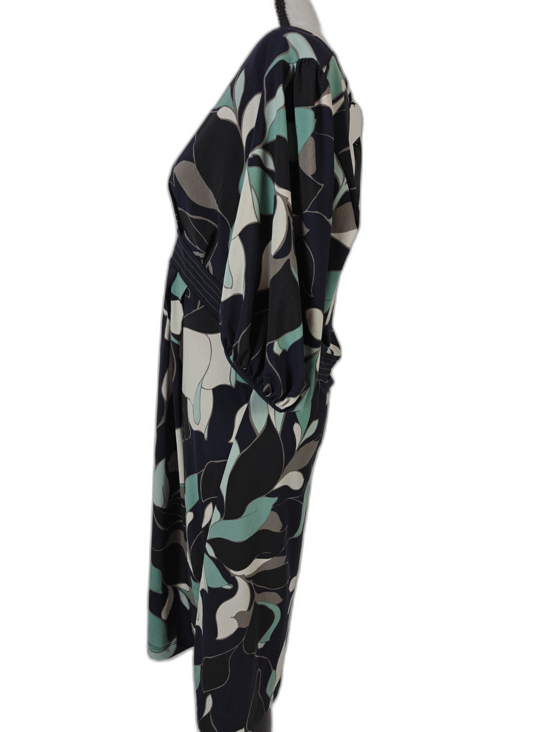 Women BCBG Max Azria Floral Print Midi Dress Navy Teal Large