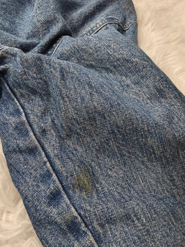 Nordstrom Vintage Blue Denim Jacket Women Corduroy Collar Plaid Lined Medium