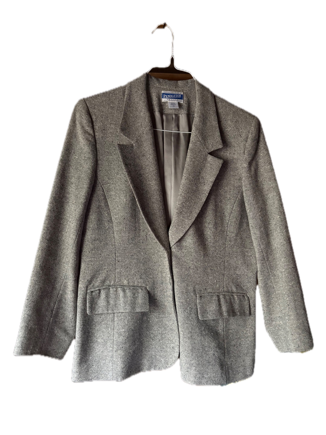 Vintage Pendleton Gray Wool Blazer Jacket Womens Size 12P Made in USA