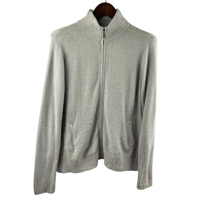 Women’s Barefoot Dreams Large Light Gray Zip Up Plush Cardigan