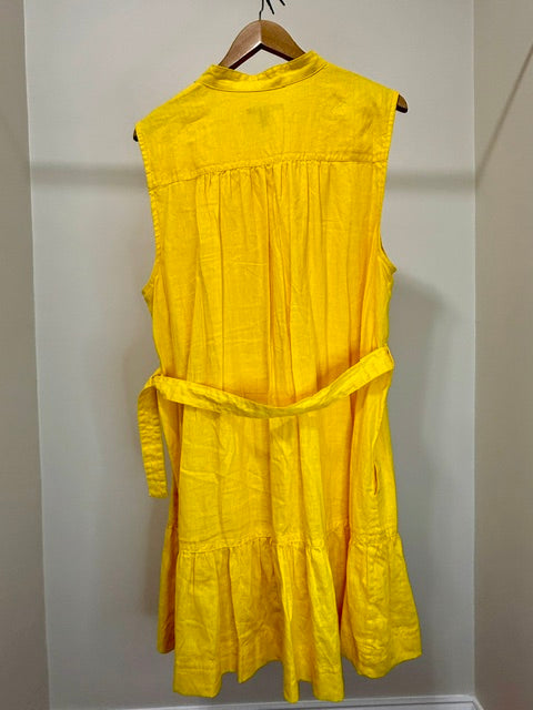 Banana Republic Sunflower Yellow Linen Shirt Dress SzXL NWOT