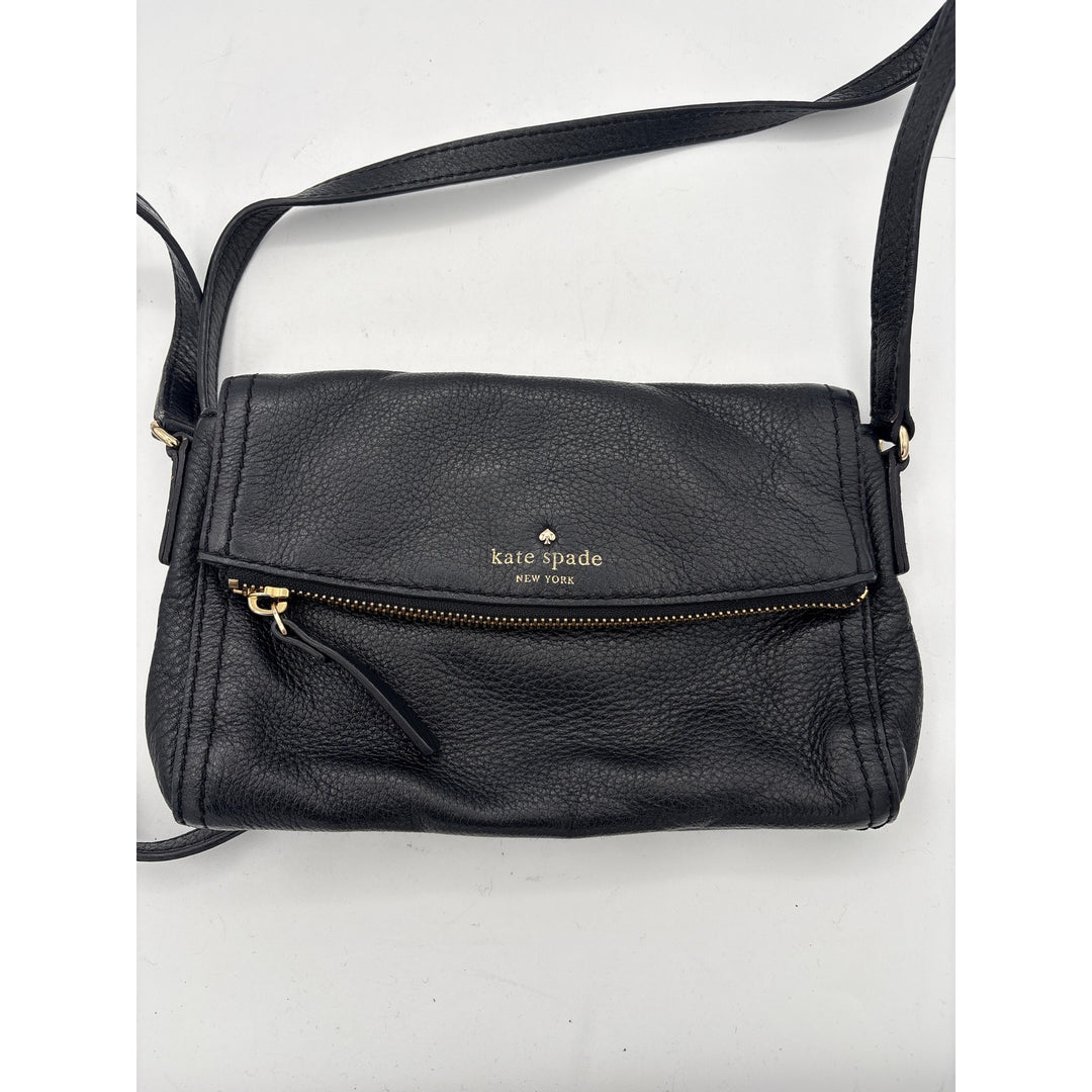 Women’s Kate Spade Black Leather Crossbody Purse w/ Gold Hardware