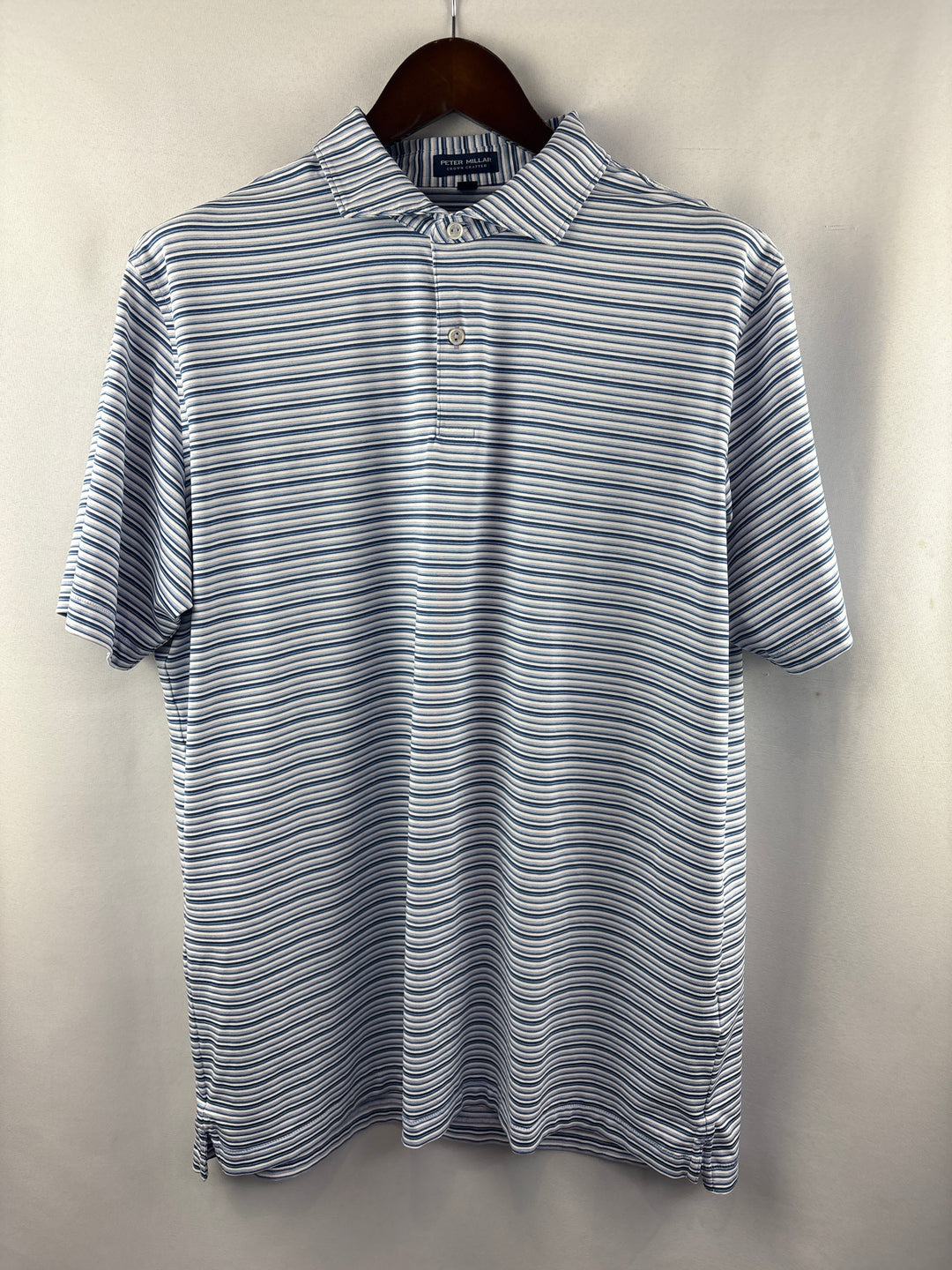 Men’s Peter Millar XL Blue &amp; White Striped Golf Polo