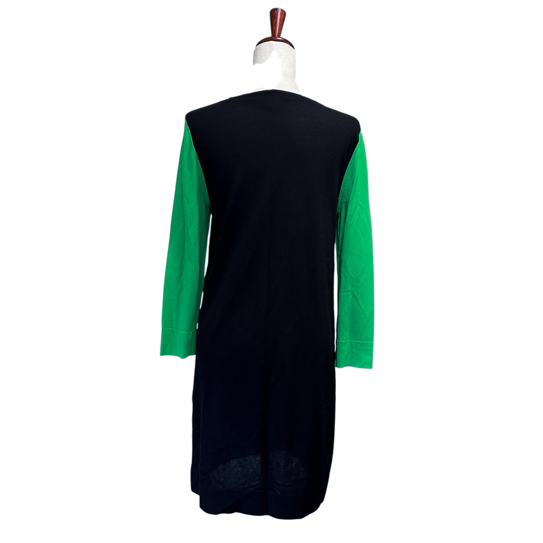 Diane von Furstenberg "Aina" Dress Medium Green Colorblock Longsleeve Knit Mini Dress