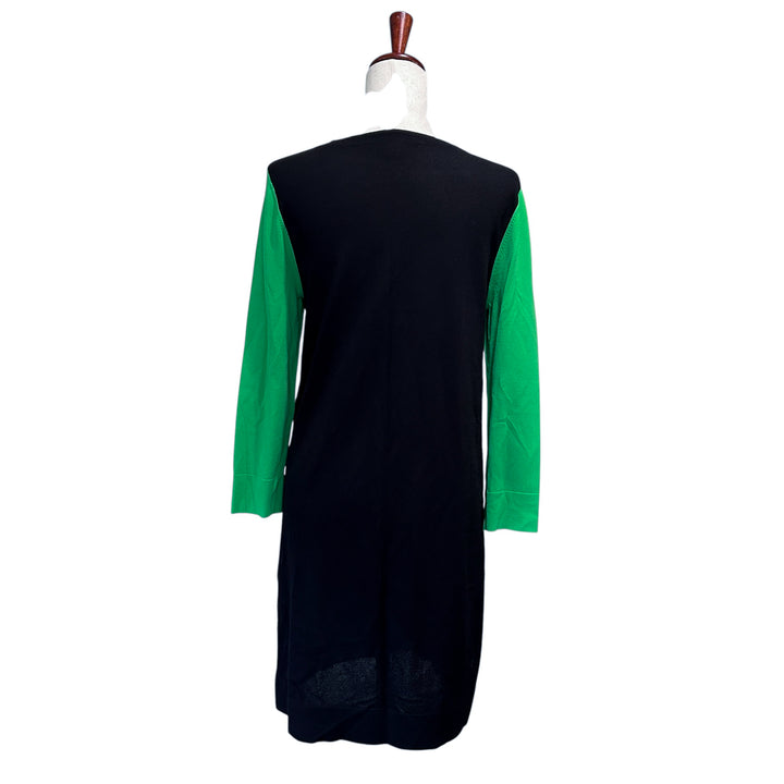 Diane von Furstenberg "Aina" Dress Medium Green Colorblock Longsleeve Knit Mini Dress