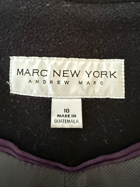 Marc New York Wool Toggle Coat with Blue Fox Fur Trim Sz10