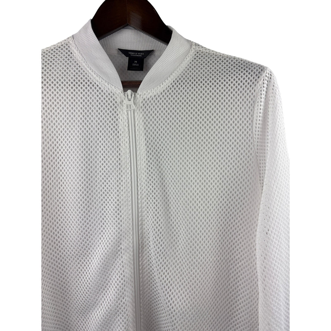 Women’s Simply Vera Vera Wang Medium White Mesh Bomber Jacket