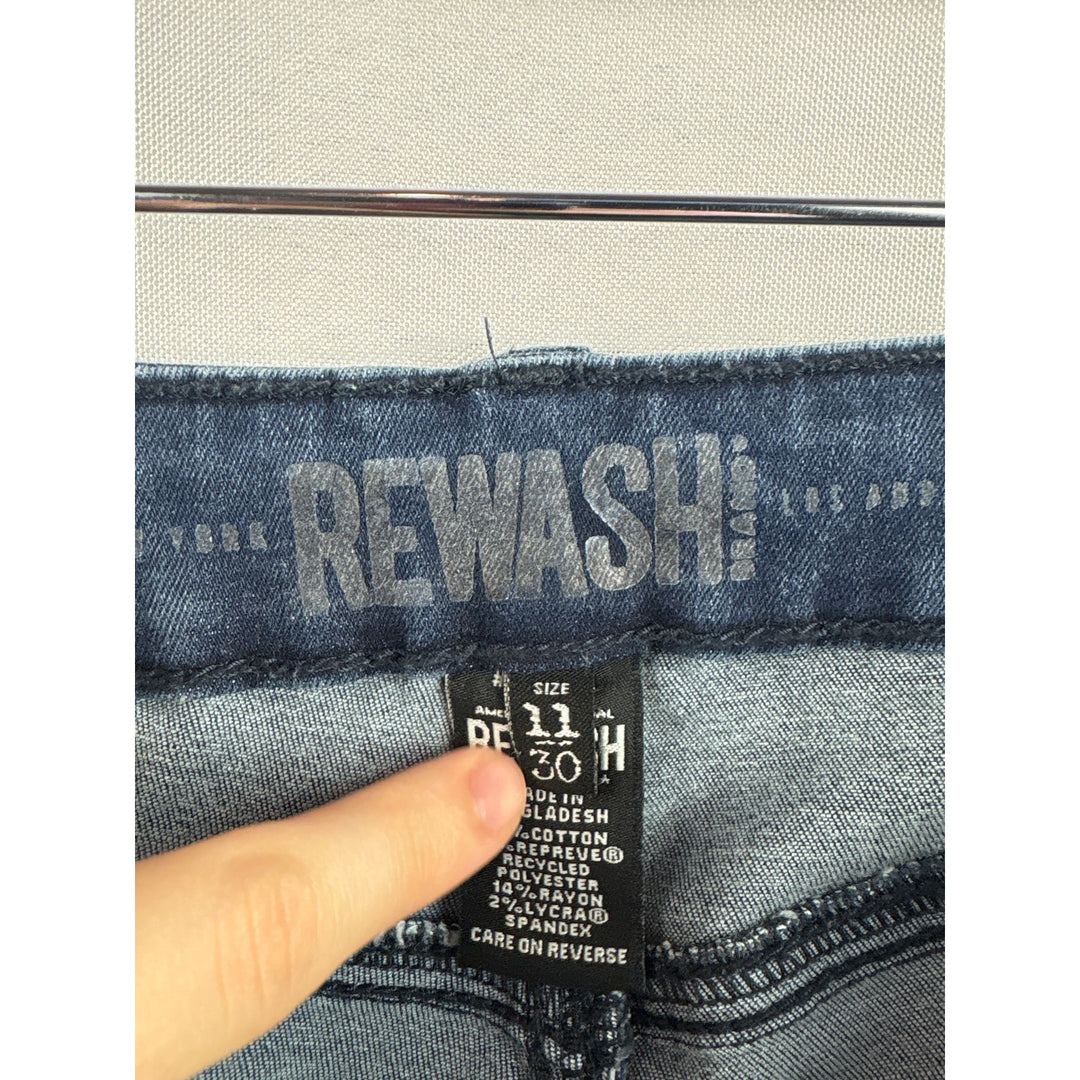 Women’s Rewash Brand Size 11 Dark Blue Distressed Skinny Jeans
